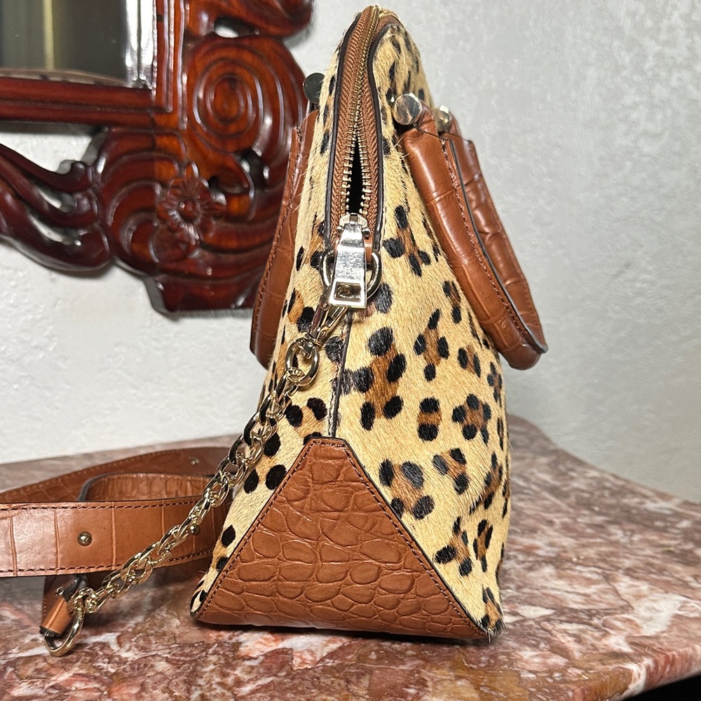 Source Unknown Leopard Print Satchel with Tan Acc… - image 2